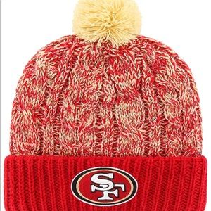 OTS NFL 49ers Women's Brilyn Cuff Knit Cap w/Pom